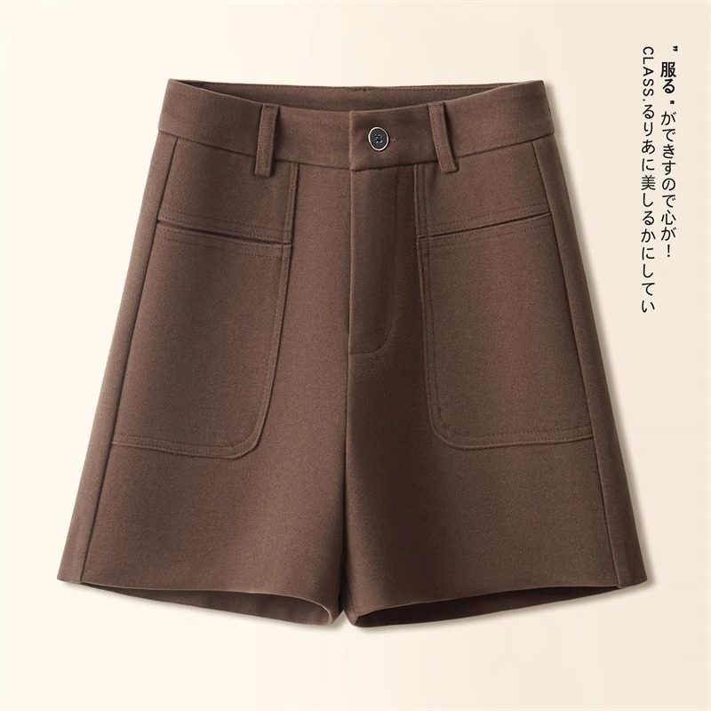 咖色毛呢短裤女春秋2025新款高腰a字阔腿裤显瘦宽松遮肉外穿靴裤,女装/女士精品,休闲裤,淘宝优惠券,粉丝福利购,淘宝优惠卷
