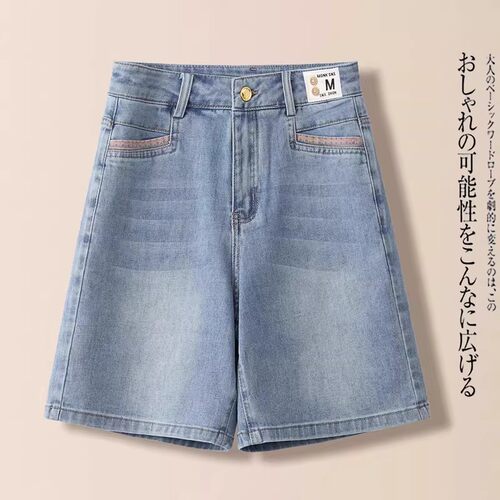 复古牛仔短裤女夏季2026新款夏天高腰宽松休闲薄小个子五分裤夏款