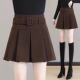 毛呢半身裙女百褶裙2025春秋新款 高腰显瘦a字伞裙今年流行短裙子