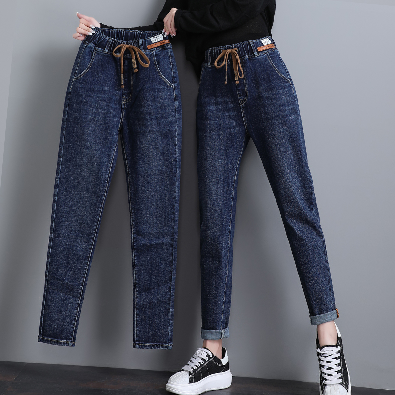 老爹牛仔裤女显瘦宽松