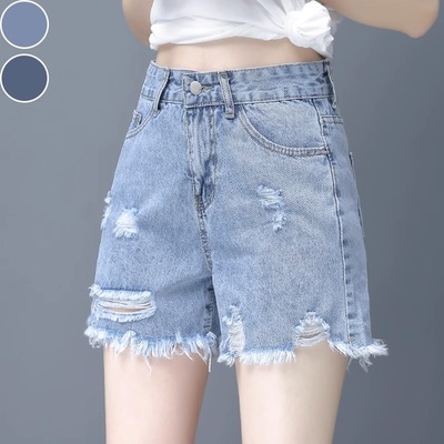 直筒毛边裤子浅色高腰