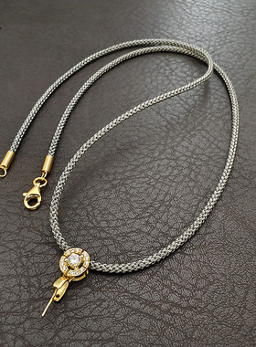 纯银吊坠扣项链绳黄金翡翠挂脖佛公玉佩挂绳专用手工编织绳挂件绳