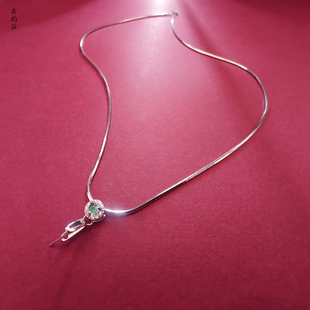 高档S925纯银八角蛇链万能扣吊坠配链佛公翡翠观音链子设计感百搭