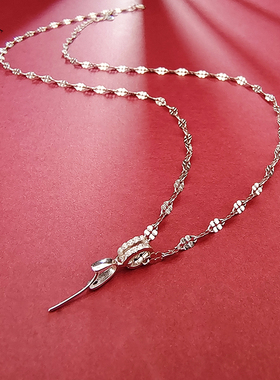 高级纯银925项链万能吊坠扣挂坠链佛公玉石观音挂脖女银链锁骨链