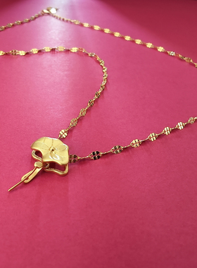 925纯银24K四叶草项链万能扣翡翠吊坠链锁骨链玉佩佛公配链轻奢女