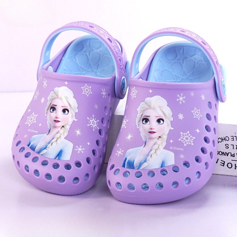 艾莎公主硅胶儿童洞洞鞋果冻鞋冰雪奇缘卡通女童拖鞋软底夏沙滩鞋