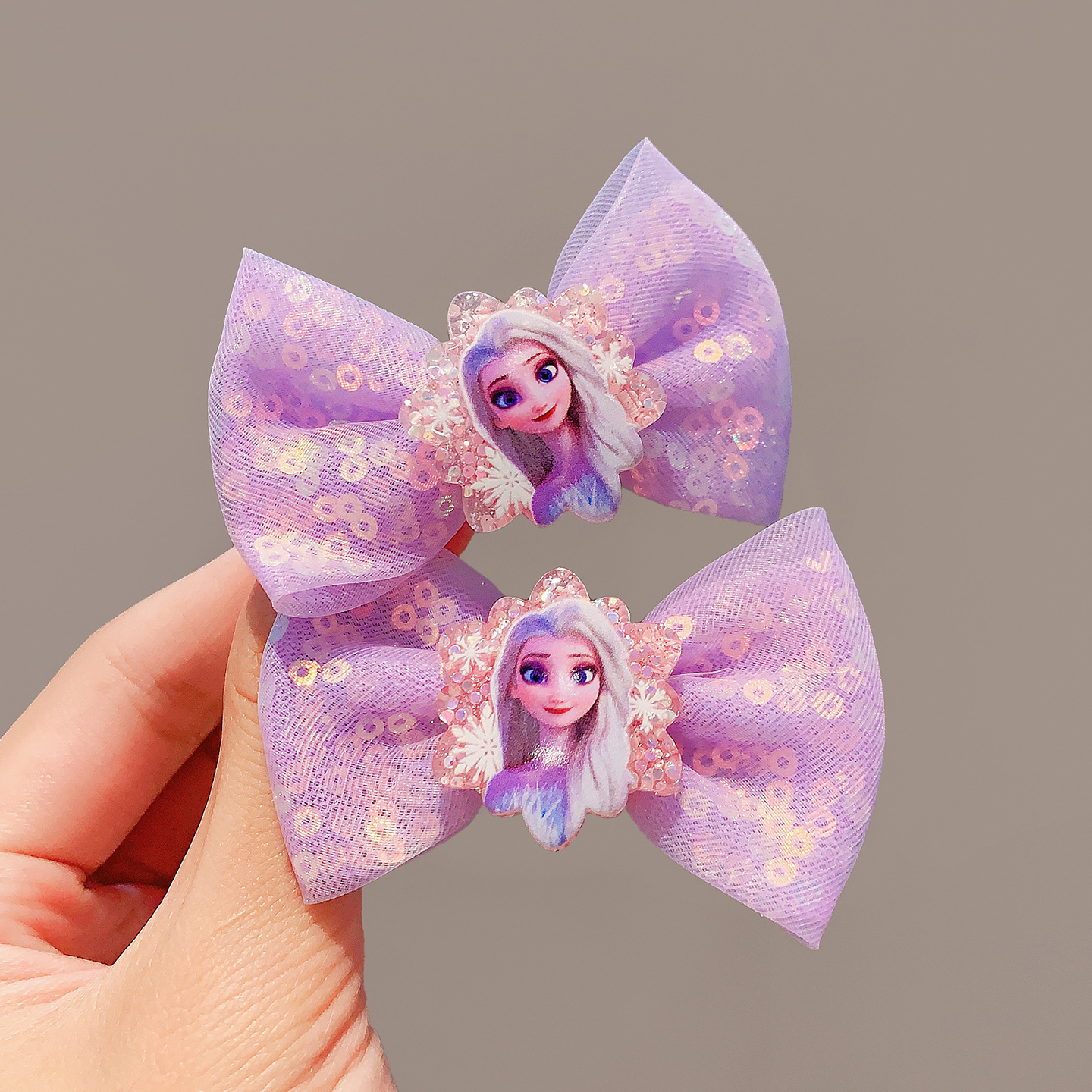 艾莎公主女宝宝发夹蝴蝶结发卡