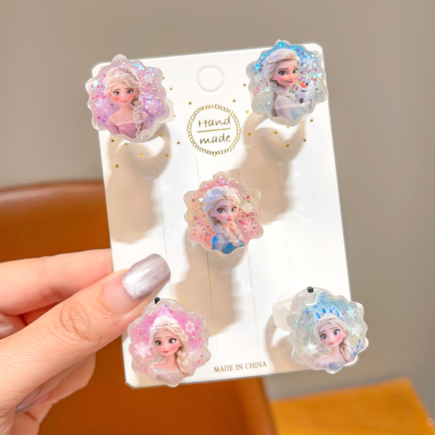 艾莎公主儿童发光戒指5个装