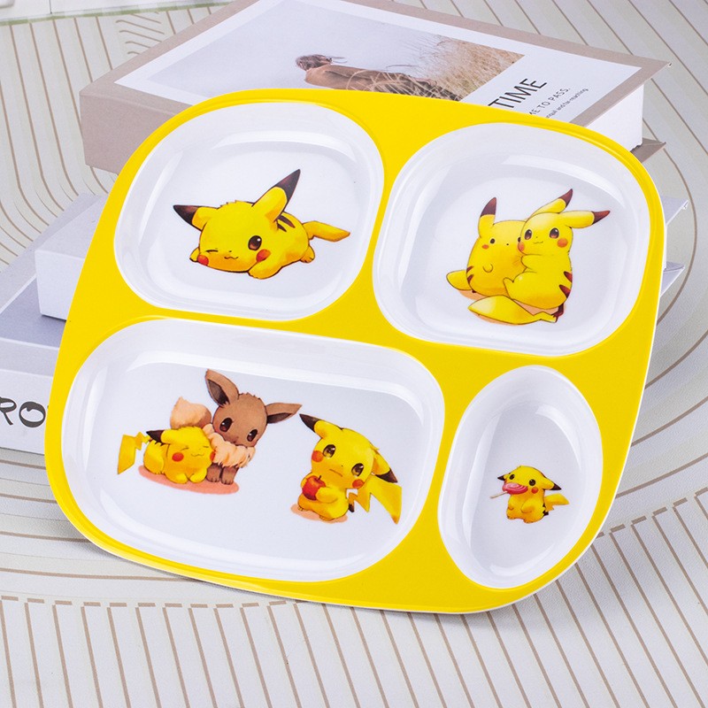 皮卡丘儿童餐盘分格水果盘防摔餐具宝可梦可爱卡通宝宝吃饭盘子新