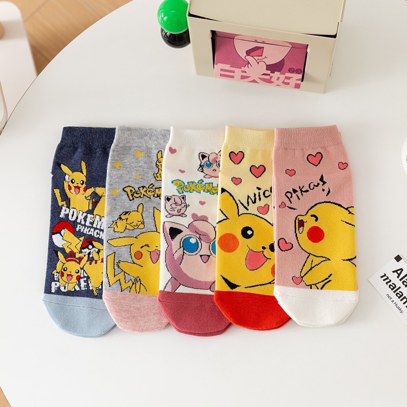 皮卡丘儿童卡通短袜5双装