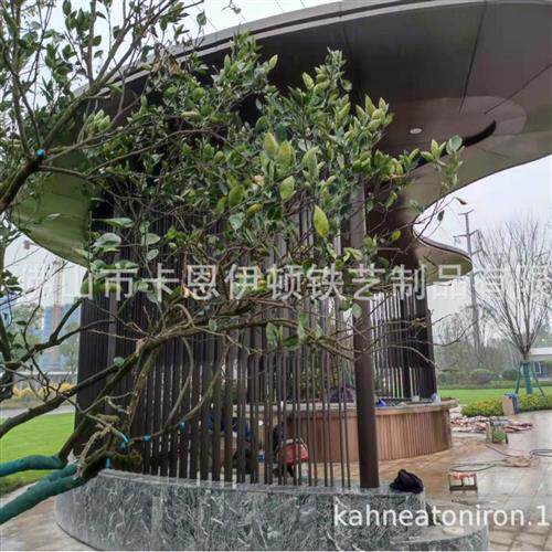 户外景观铁艺不锈钢吧台异形凉亭铝合金艺术廊架格栅厂家加工安装