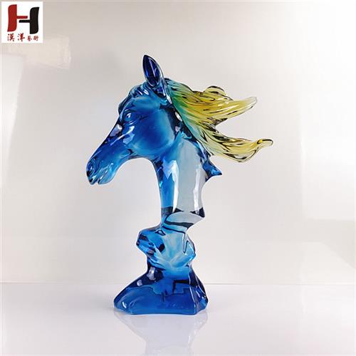 抽象马头雕塑摆件透明树脂雕塑艺术品水晶雕塑家居饰品酒店装饰品