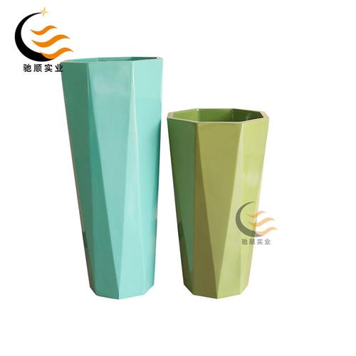 菱形玻璃钢花箱商场酒店写字楼商业广场创意切面花器钻石几何花钵