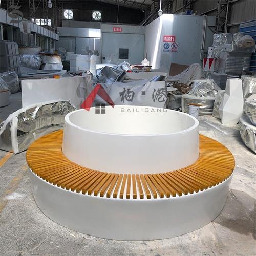 玻璃钢树池座椅定制厂家商场户外异形景观坐凳水磨石GRC花坛坐凳