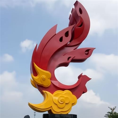 户外大型不锈钢雕塑定制厂家抽象几何凤凰园林广场水景售楼处景观