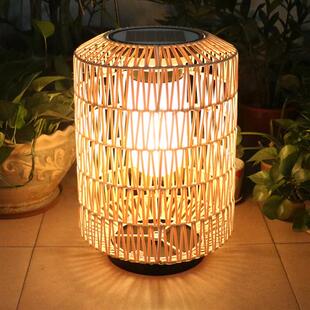 太阳能草坪灯户外防水景观庭院灯室外氛围灯藤编日式 饰灯 花园装