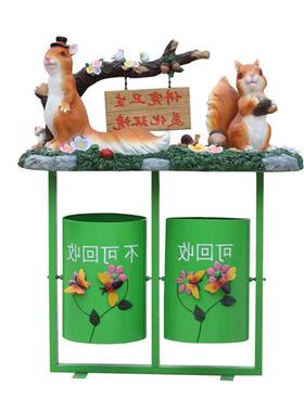 户外卡通玻璃钢垃圾桶摆件可爱园林雕塑创意景区幼儿园公园装饰品