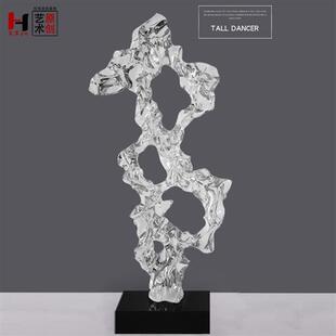 创意透明太湖石雕塑酒店大堂软装 饰品 树脂摆件别墅客厅玄关装