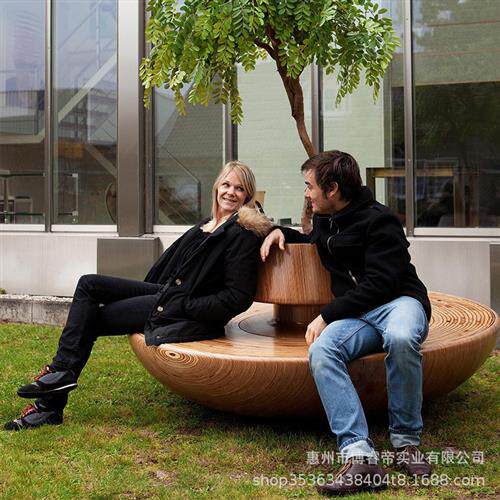 玻璃钢休闲椅商场商业街创意花盆座椅户外广场防水菠萝格花盆树池