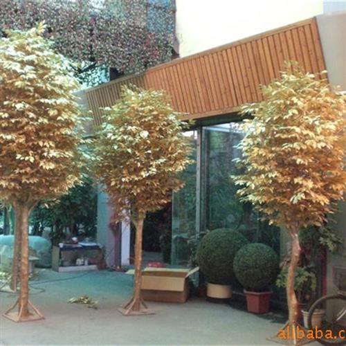 供应仿真金色榕树人造落地室内外观赏植物造型树道具装饰摆设