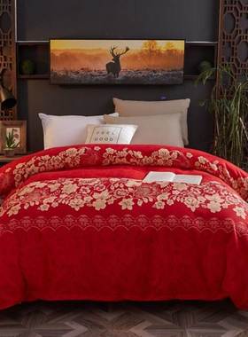红色结婚被套单件单人1.5米1.8m床双人200x230cm加大喜庆单独被|