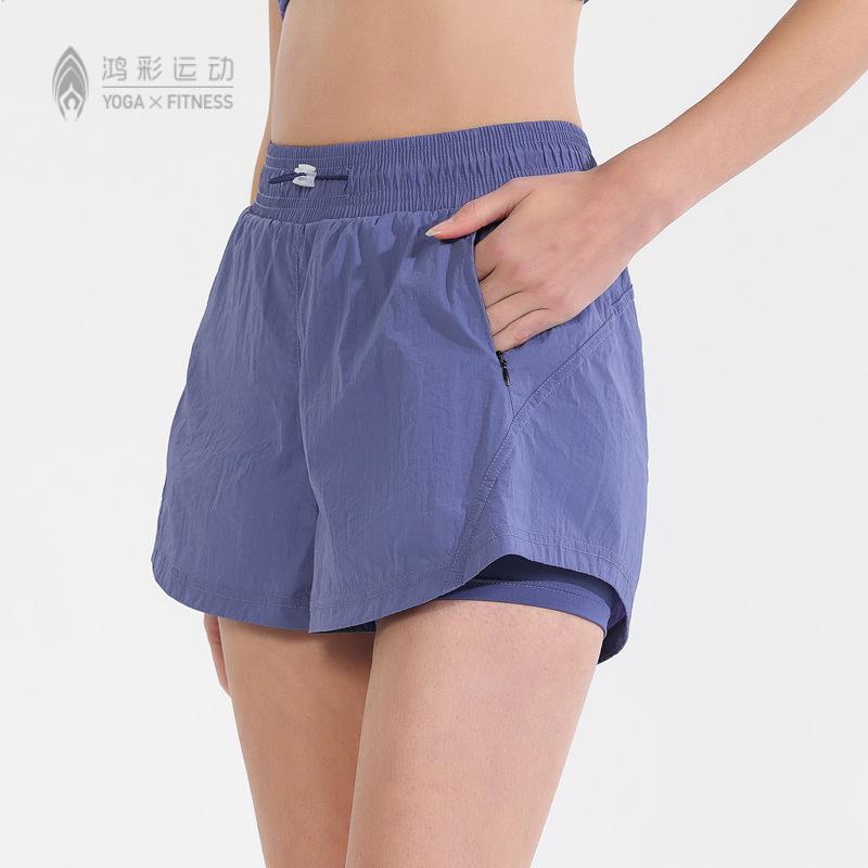 新款隐形拉链口袋瑜伽短裤女速干