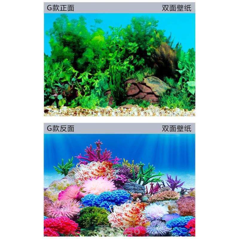 鱼缸背景纸画高清图3d立体鱼缸壁纸背景画水族箱装饰鱼缸贴纸双*