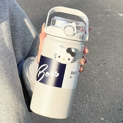保温杯学生上学专用大容量水杯女生2025新款男水壶高颜值大肚吸管