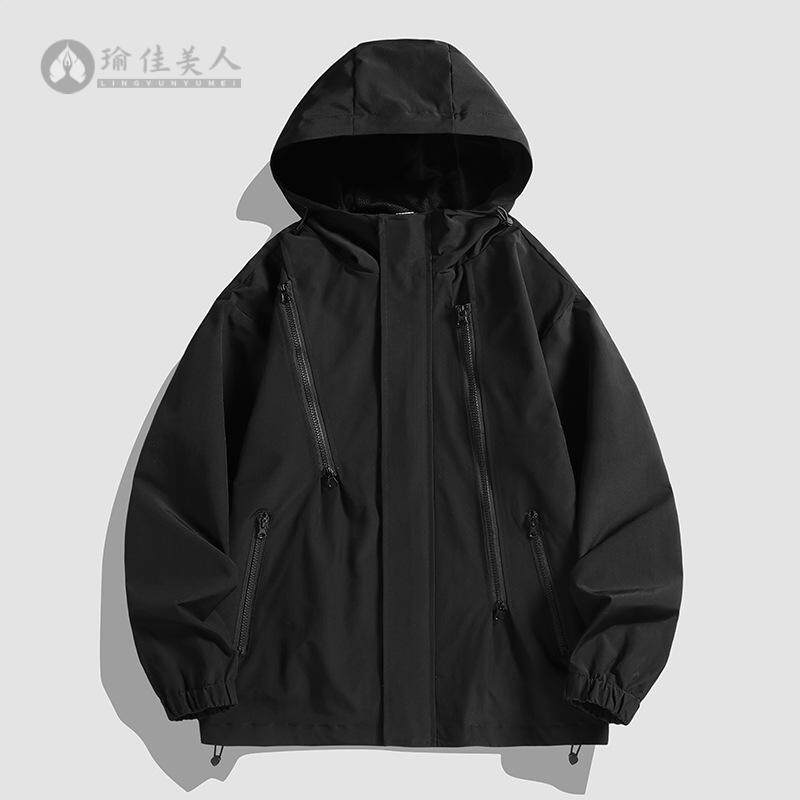 美式户外防风冲锋衣外套男防水春秋宽松机能斜拉链登山服运动夹克