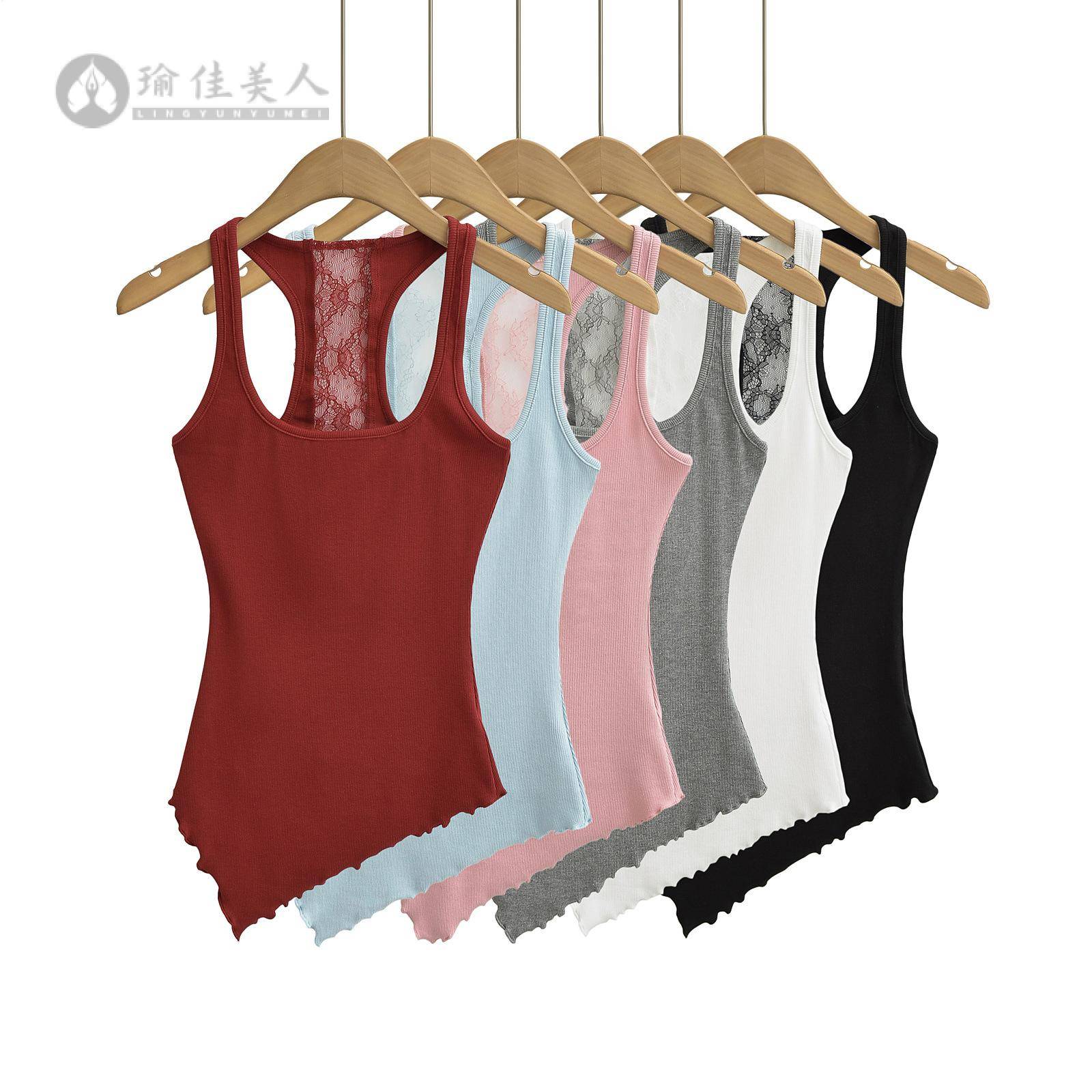 辣妹U领修身纯色吊带背心女夏潮