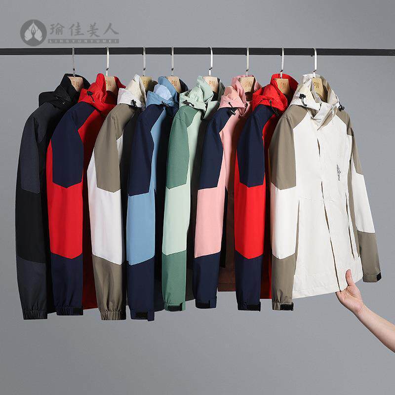 户外冲锋衣男春秋单层薄款连帽夹克进藏防水防风女保暖外套登山服