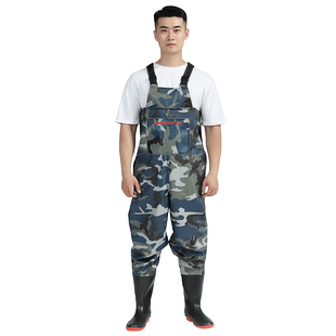 下水裤连体雨裤带雨鞋水鞋半身赶海钓捕鱼全身防水皮叉水库男加厚