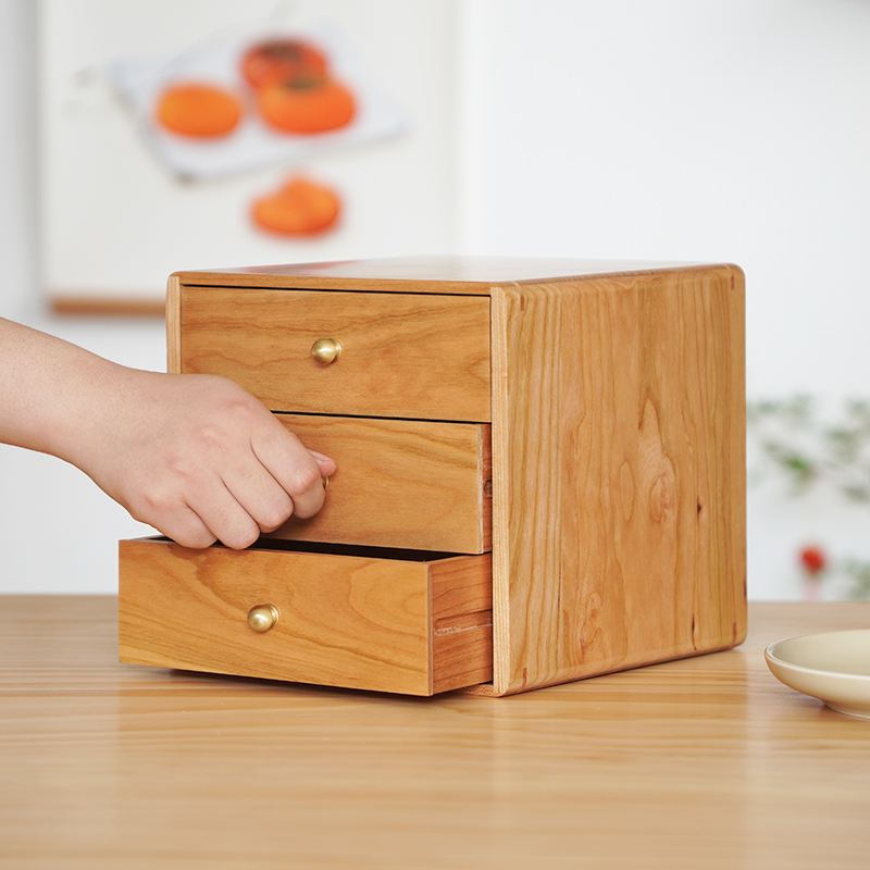 桌面实木抽屉式杂物首饰收纳盒