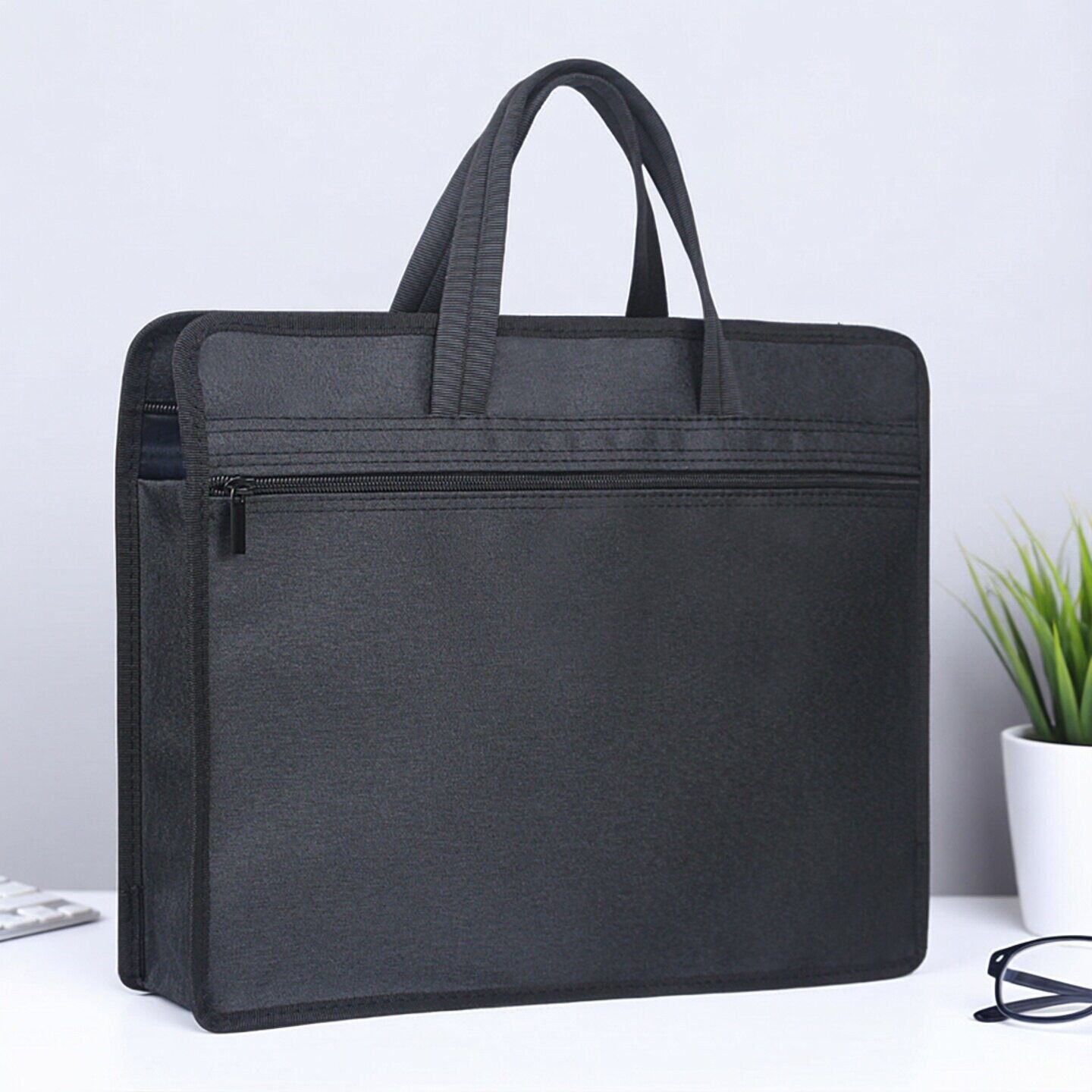 建腾A4手提文件袋帆布加厚资料袋会议商务办公文件包加大A3考务袋公文包会议事务包拉链定制