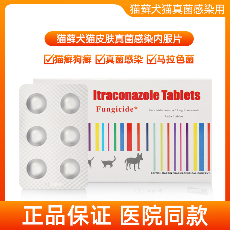 肤曲康伊曲康唑片猫咪真菌猫藓狗狗皮肤病内服药宠物皮屑细菌感染