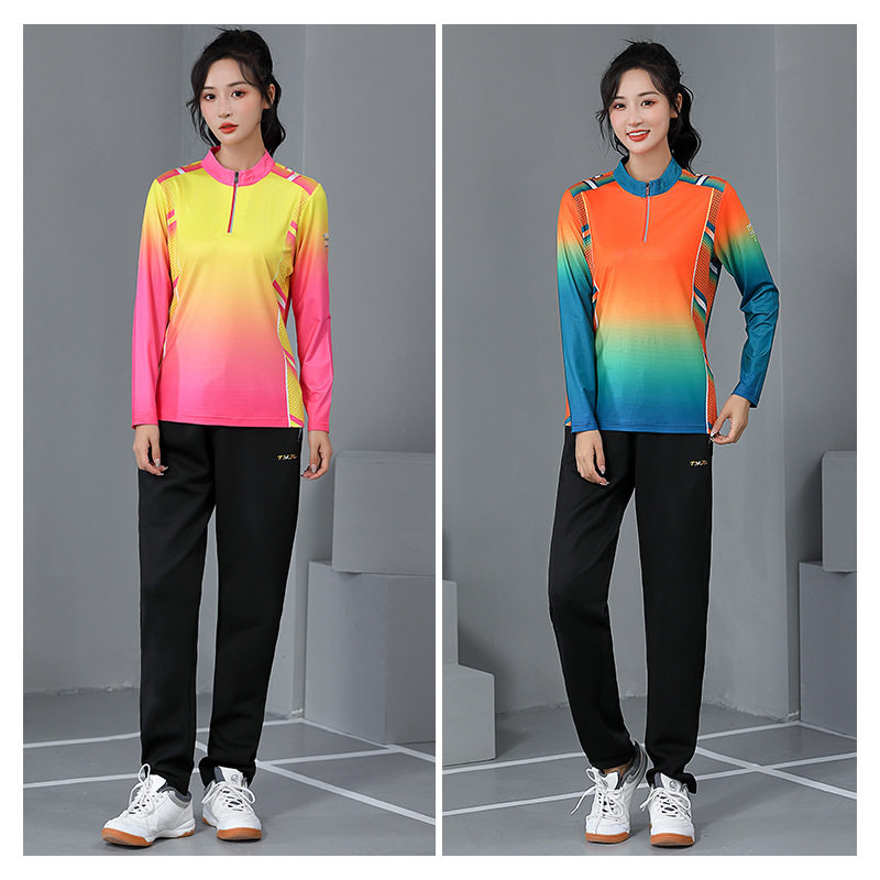 羽毛球服女运动套装秋冬长袖速干