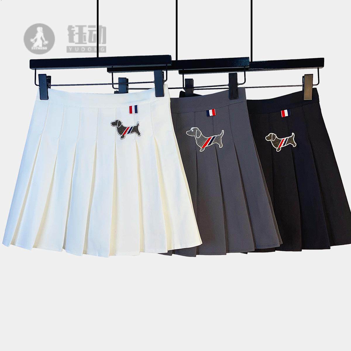 西装料灰色百褶裙A字百搭白色短裙半身裙学院风裤裙女春夏大裙摆