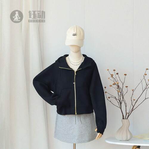 宽松金拉链Scuba卫衣显瘦上衣ND
