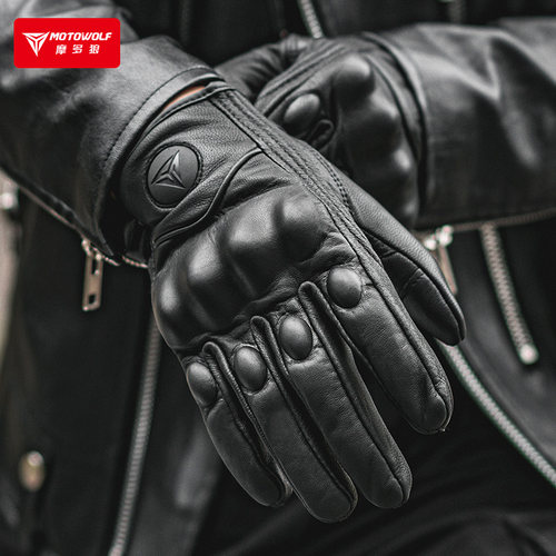 摩托车春真皮手套骑士防摔装备