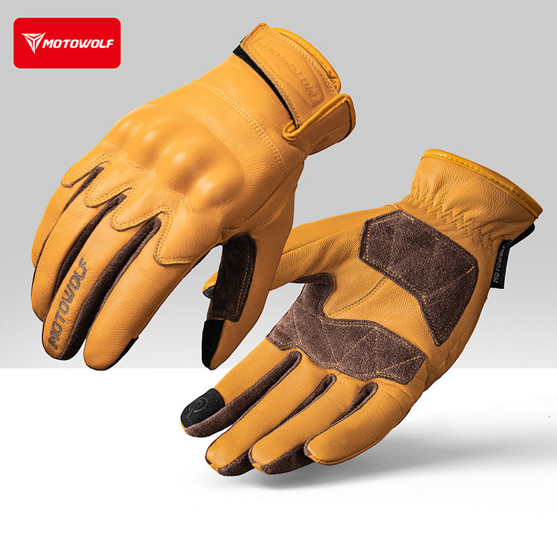 摩多狼摩托车复古手套真皮巡航机车秋冬全指骑行摩旅防风四季防摔