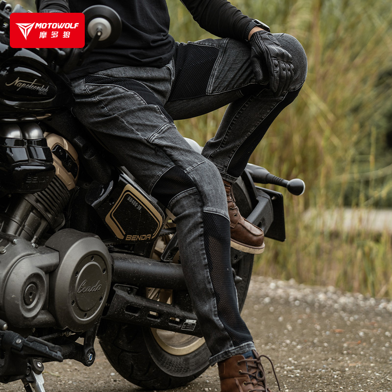摩多狼摩托车牛仔裤防摔骑行装备