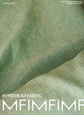 出口单件高支高密度亚麻织物绿色梦幻服装织物宽度138cm