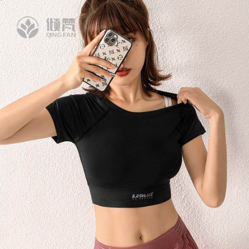 紧身短款运动短袖恤女夏季修身透气健身上衣跑步训练瑜伽服体恤