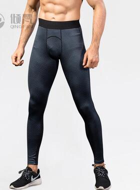 男士3D立体印花PRO健身跑步训练zon速干弹力紧身长裤4010