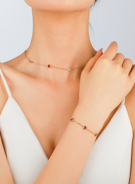 2025新款五彩锆石项链轻奢高级感