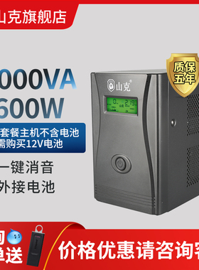 山克UPS不间断电源DS1000L 600W停电备用电源外接12V电池主机