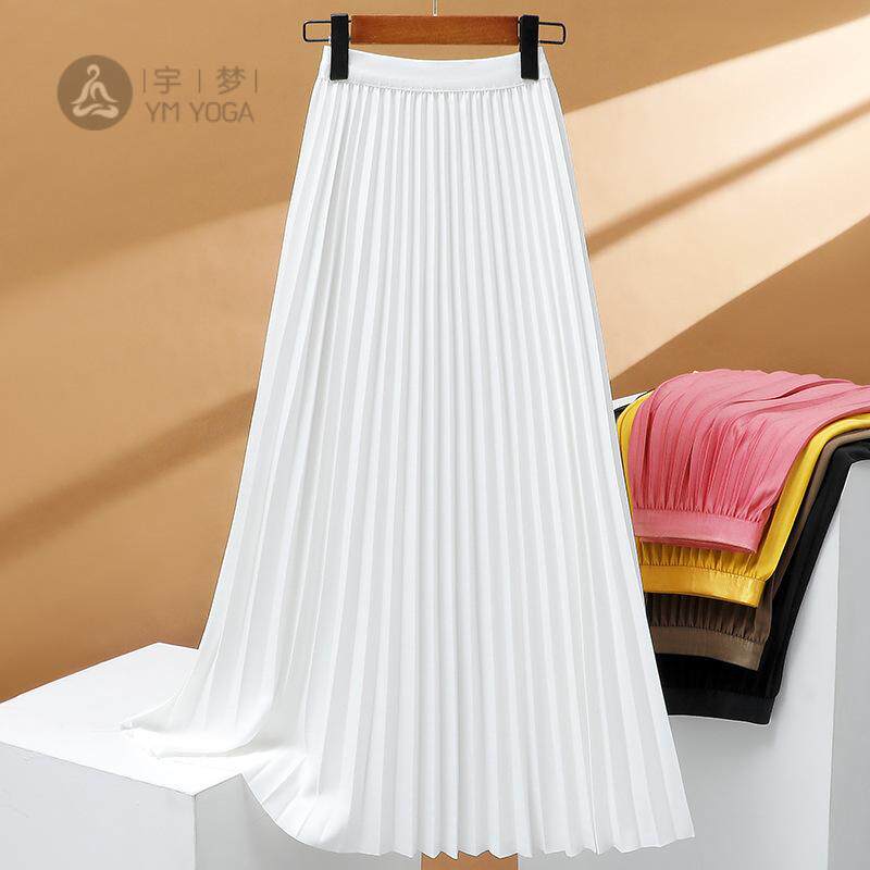 92m中长款百褶夏秋新款大裙摆白色半身裙a高腰显示垂感百搭