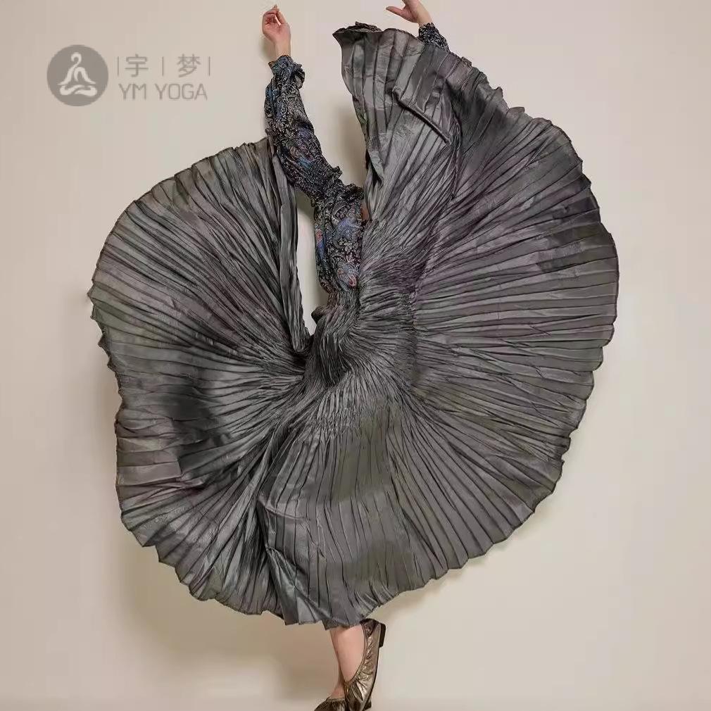 8米大摆褶皱长裙女720度大摆裙不规则超长款拖地伞裙显瘦百褶半身