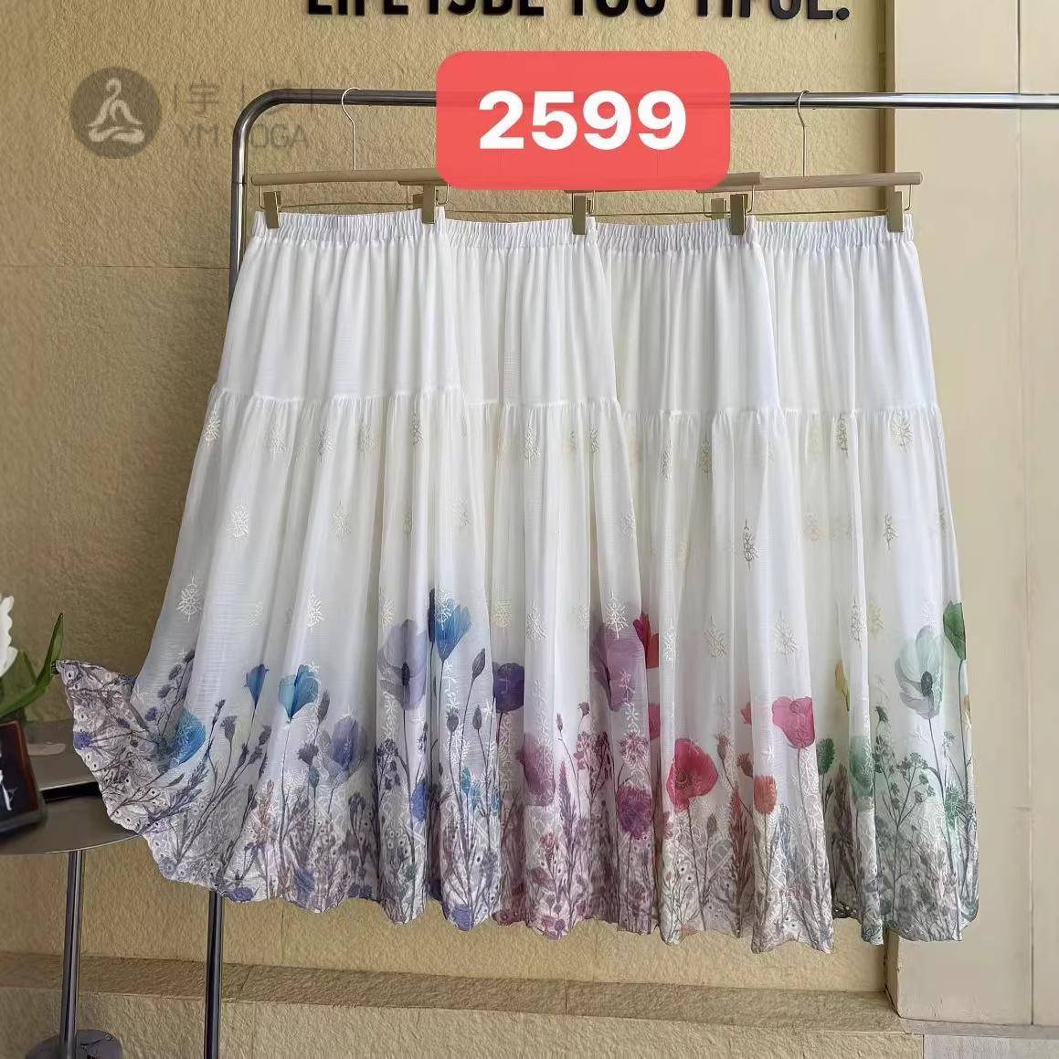 韩版浪漫刺绣花朵蕾丝A字半身裙