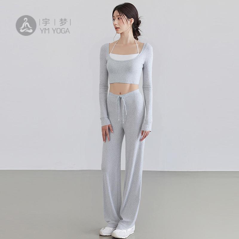 2025秋冬瑜伽服女修身长袖系带含